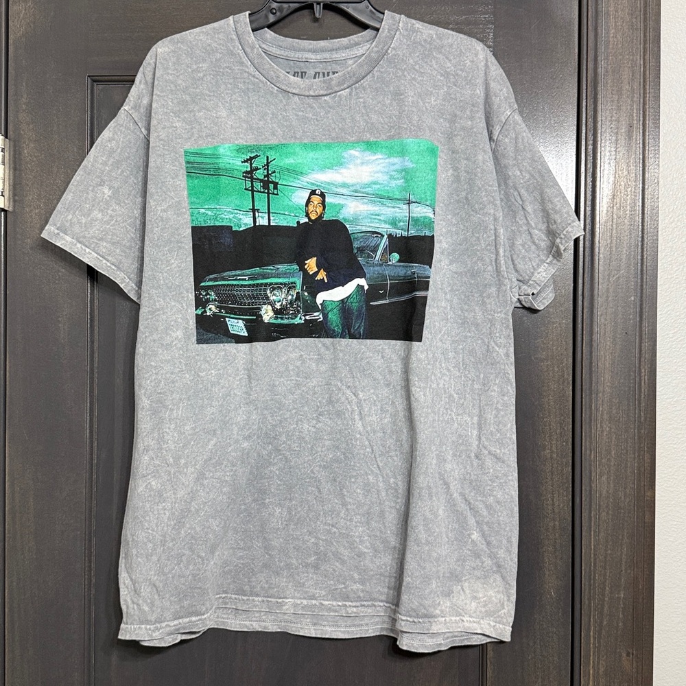 Ice Cube Impala Graphic Tee Shirt Acid Wash Grey Short Sleeve 100% Cotton